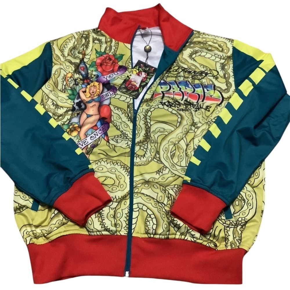 Vintage ED Hardy y2k Colorful Graphic Zip-Up Jacket